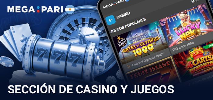 Variedad de juegos de casino y slots en la app