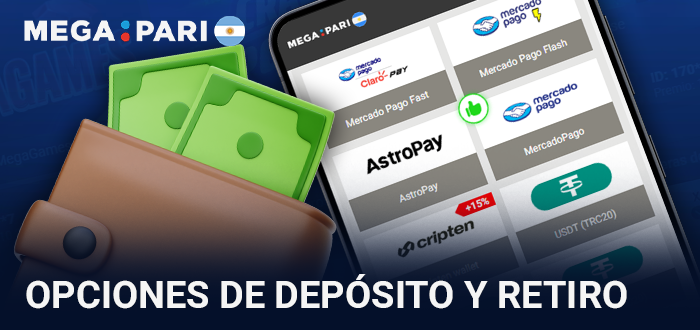 Métodos para ingresar y retirar fondos en la app