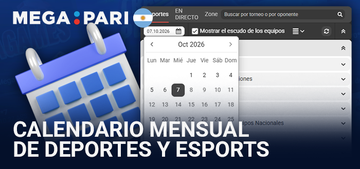 Programación mensual de eventos deportivos y competencias de esports