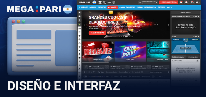 Navegación e interfaz de la plataforma Megapari